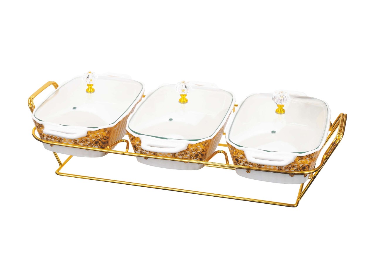 Wadah Saji Kecil Canela Dengan Rak CRG915 Gemini Gold